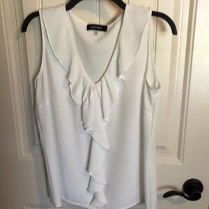 Nine West White Ruffled Blouse
